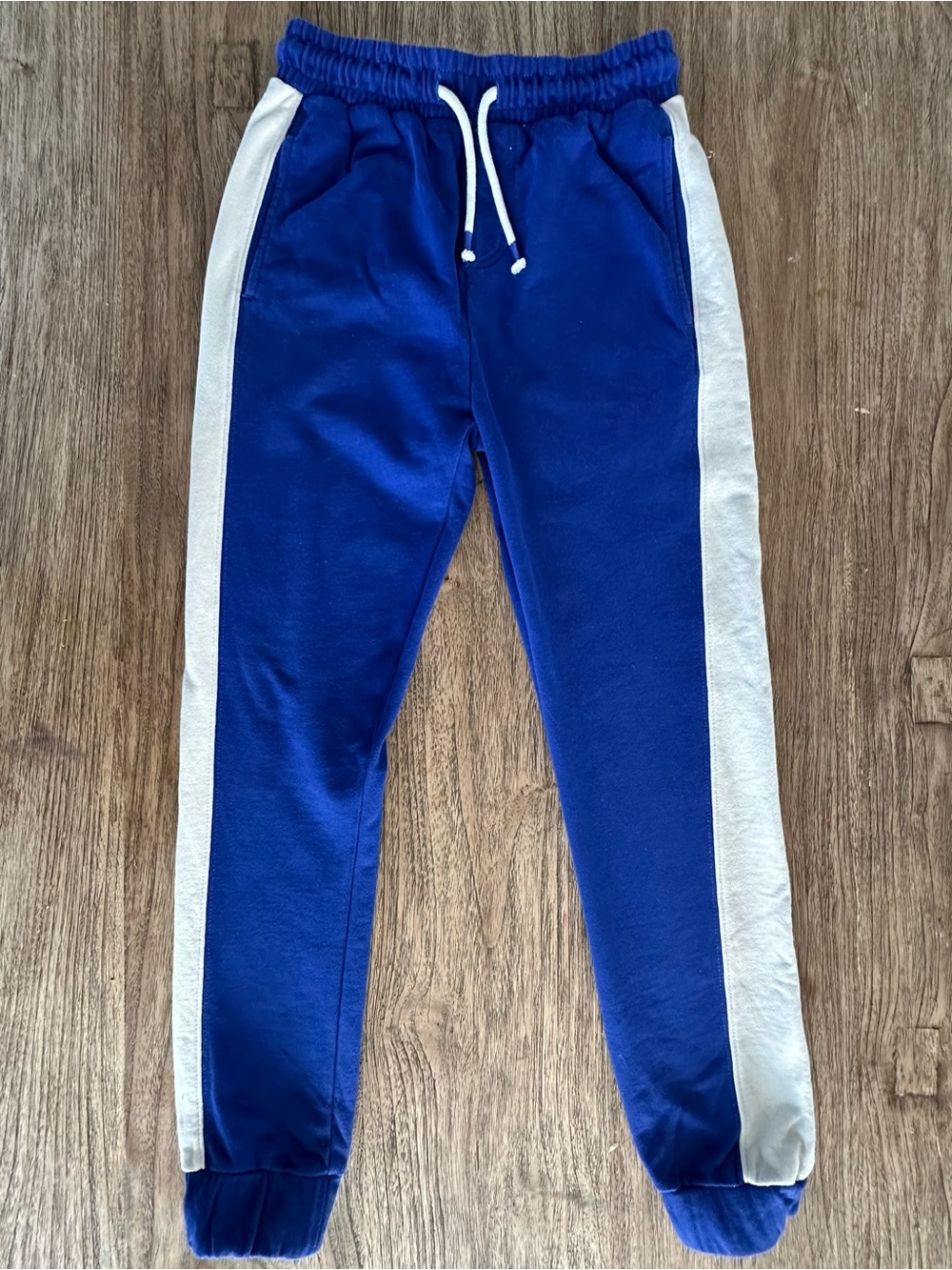 Mini Boden Royal Blue Joggers with White Side Stripes